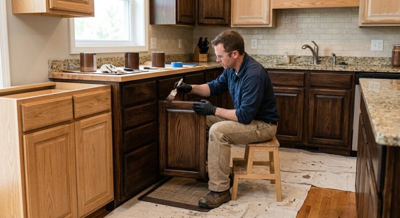 Built In Cabinetry Staining in Carmel, IN